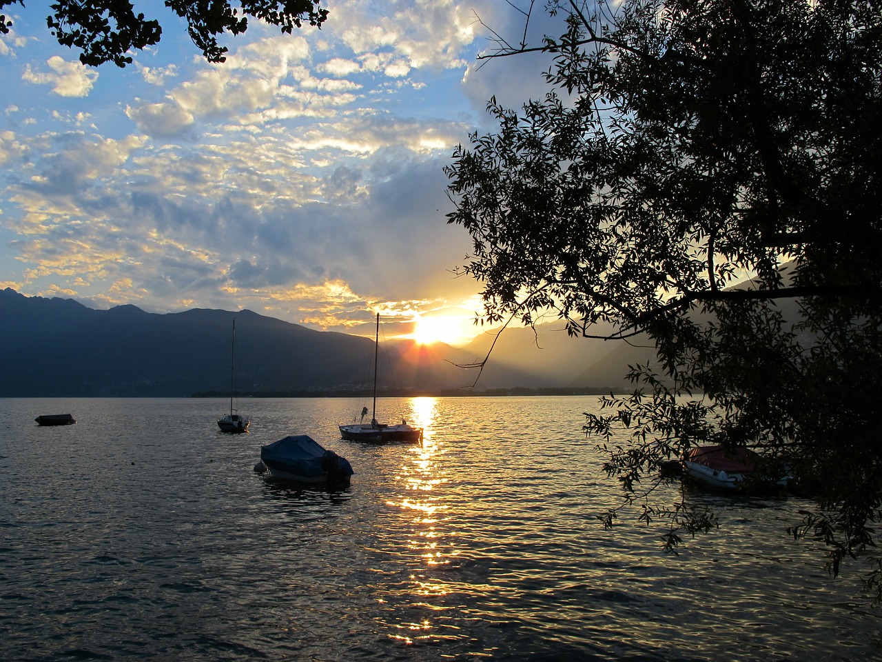 sunset abendstimmung lake free photo