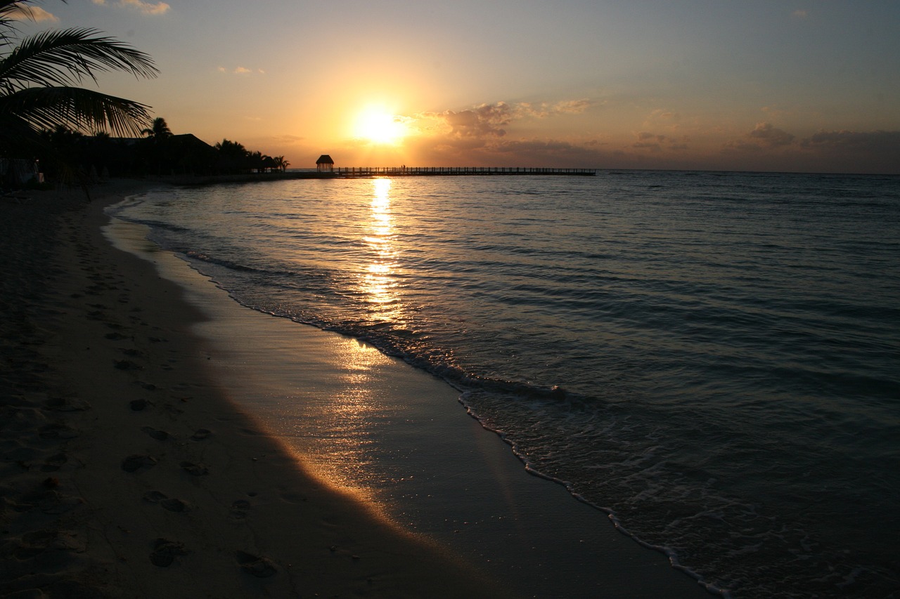 sunset beach evening sky free photo