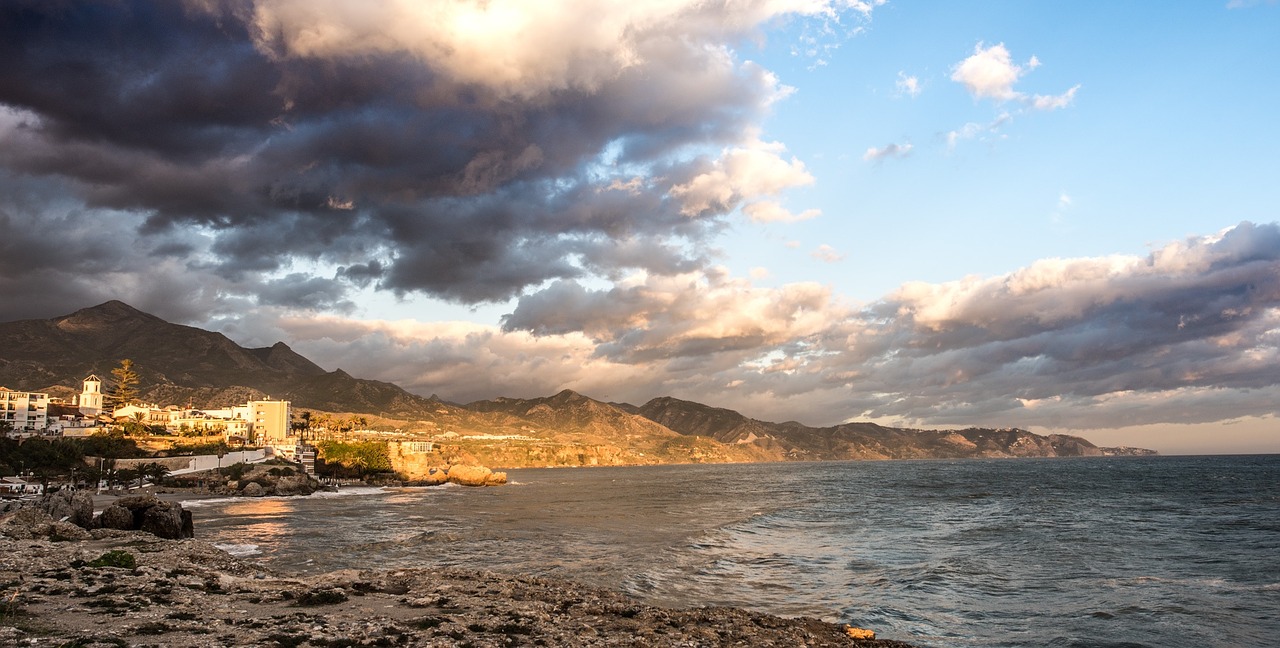 sunset nerja malaga free photo