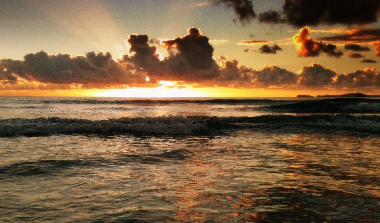 sunset ocean sea free photo