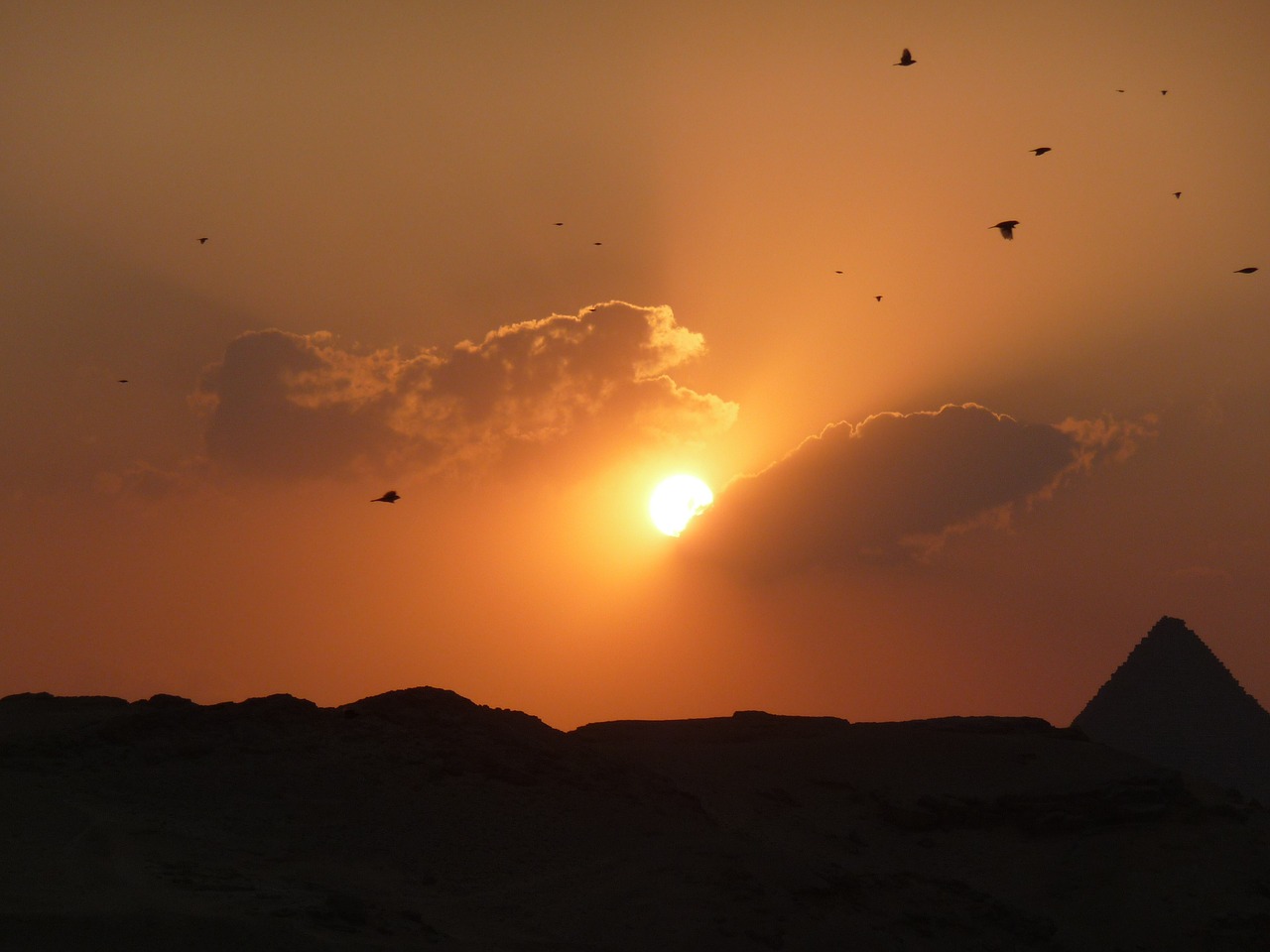 sunset pyramid egypt free photo