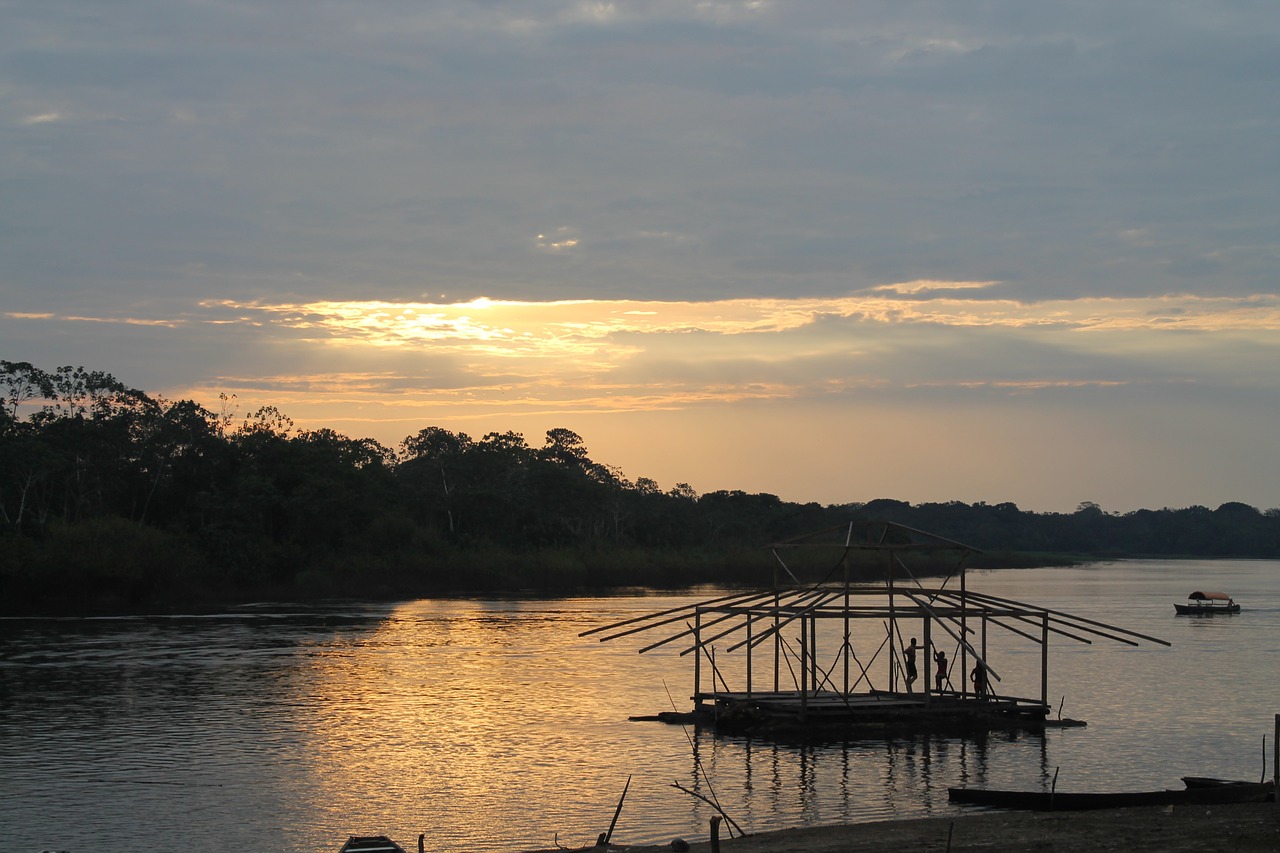 sunset loretuyaco river nariño port free photo