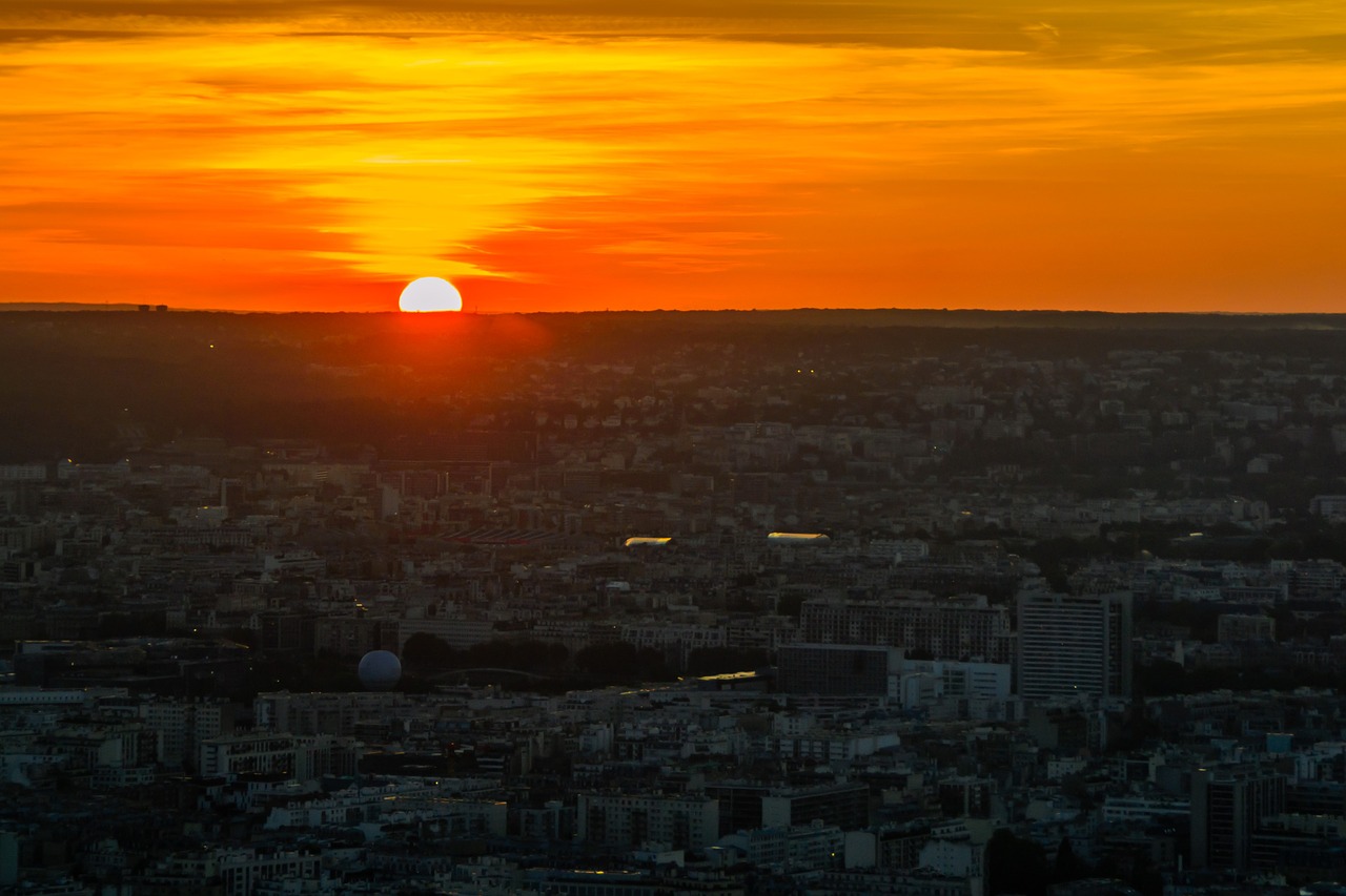 sunset paris city free photo