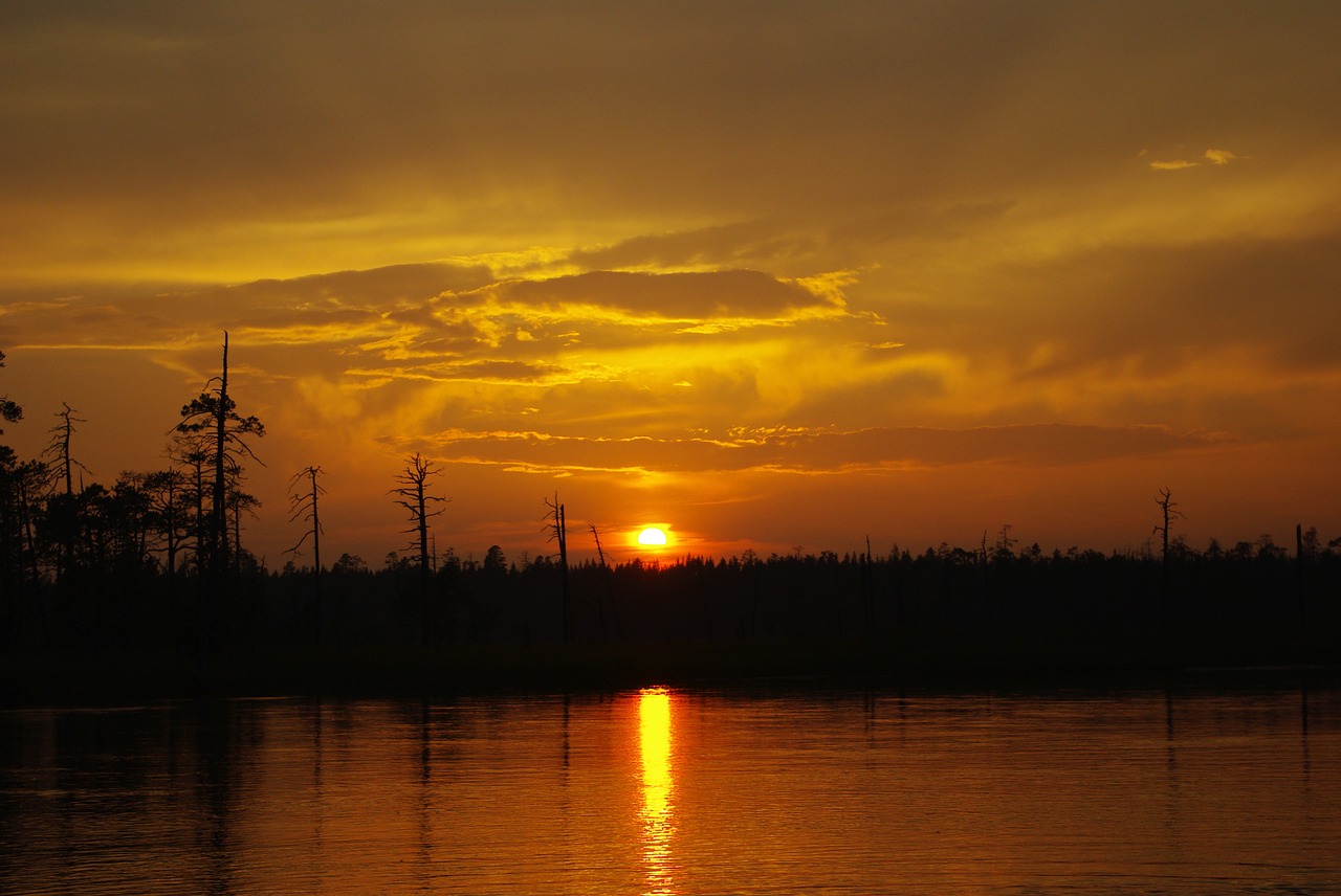 sunset clouds lake free photo