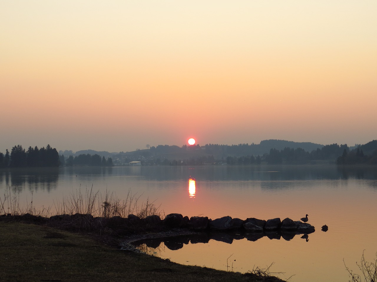sunset abendstimmung lake free photo