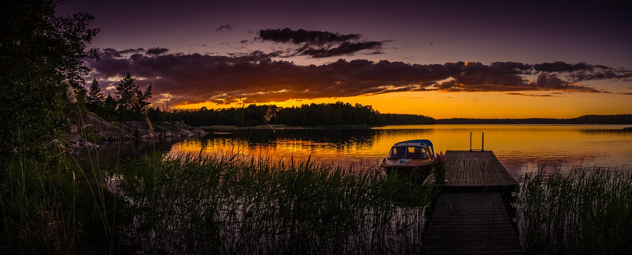 sunset summer boat free photo
