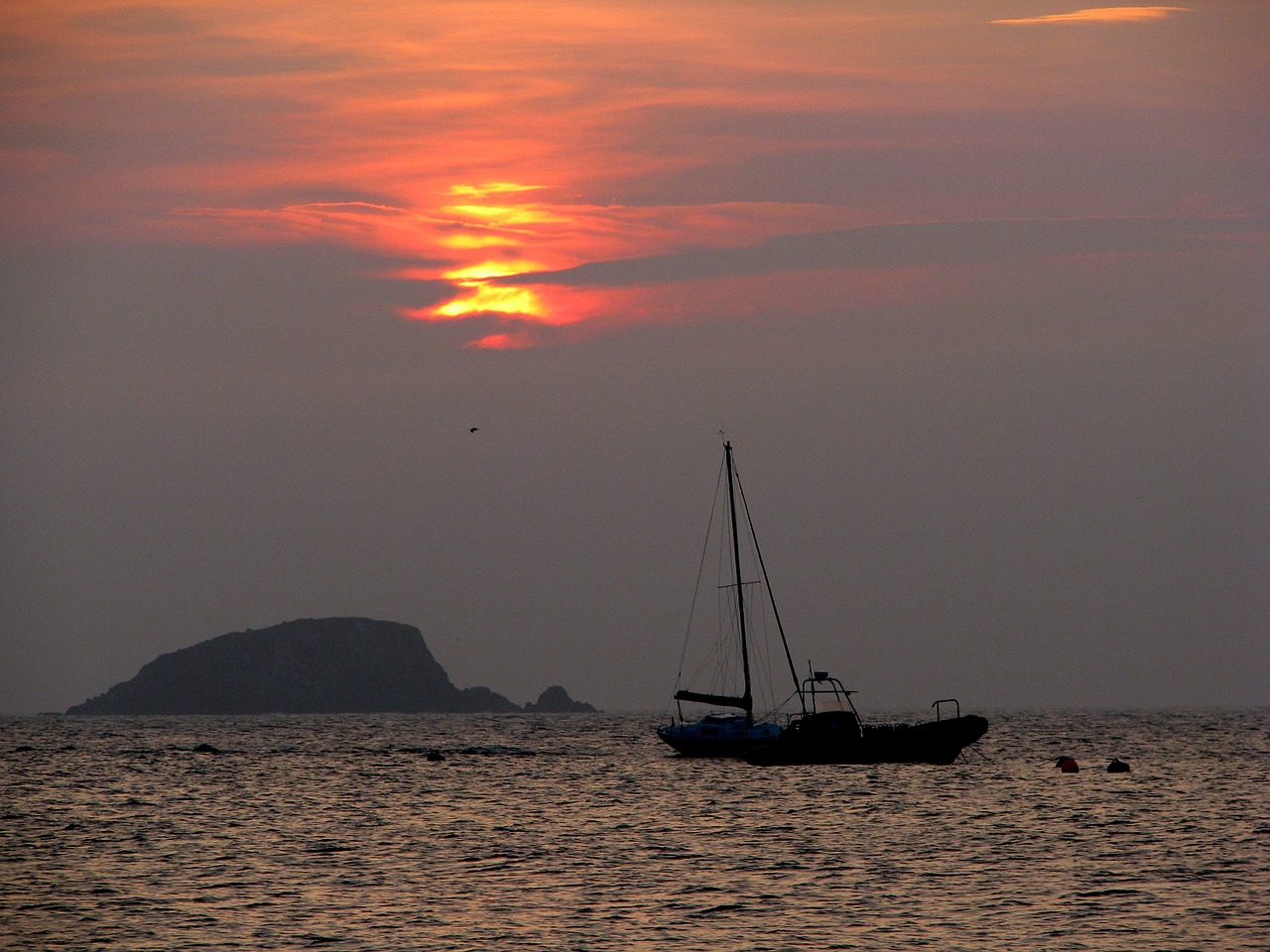 sunset the sun sailboat free photo