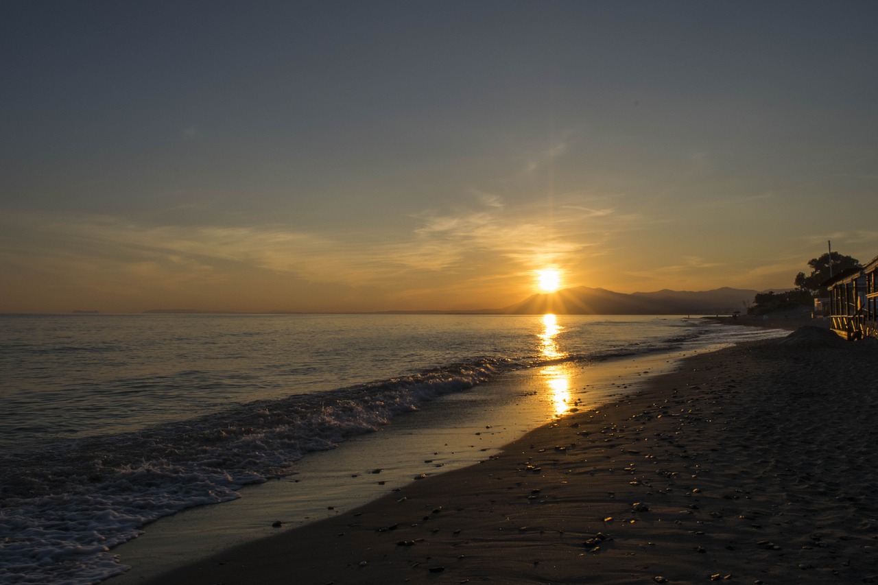 sunset sea sand free photo