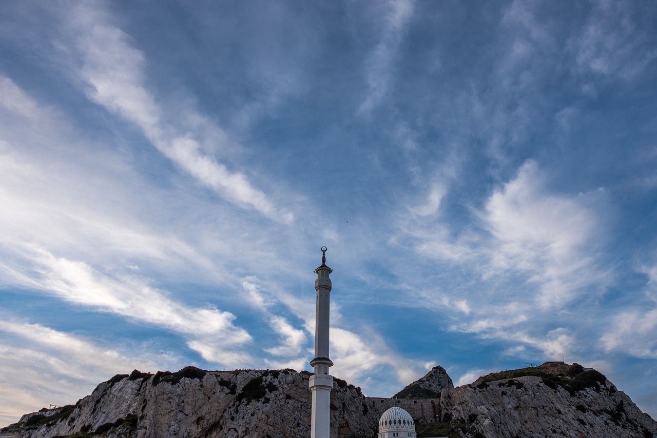 sunset gibraltar mosque free photo