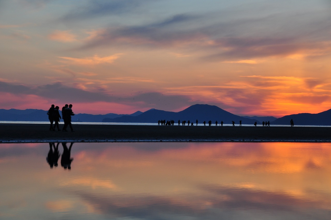 sunset sea beach free photo