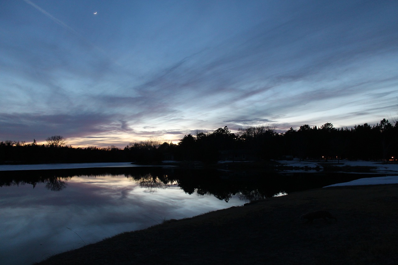 sunset twilight lake free photo