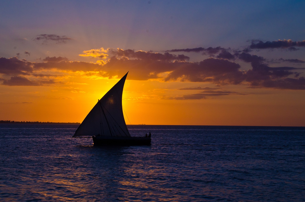 sunset boat sail free photo