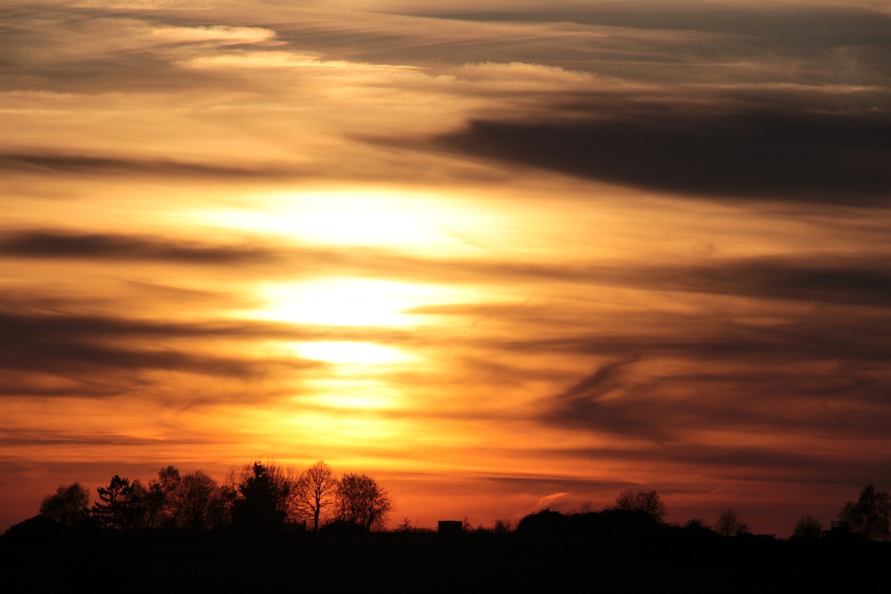 sunset sun clouds free photo