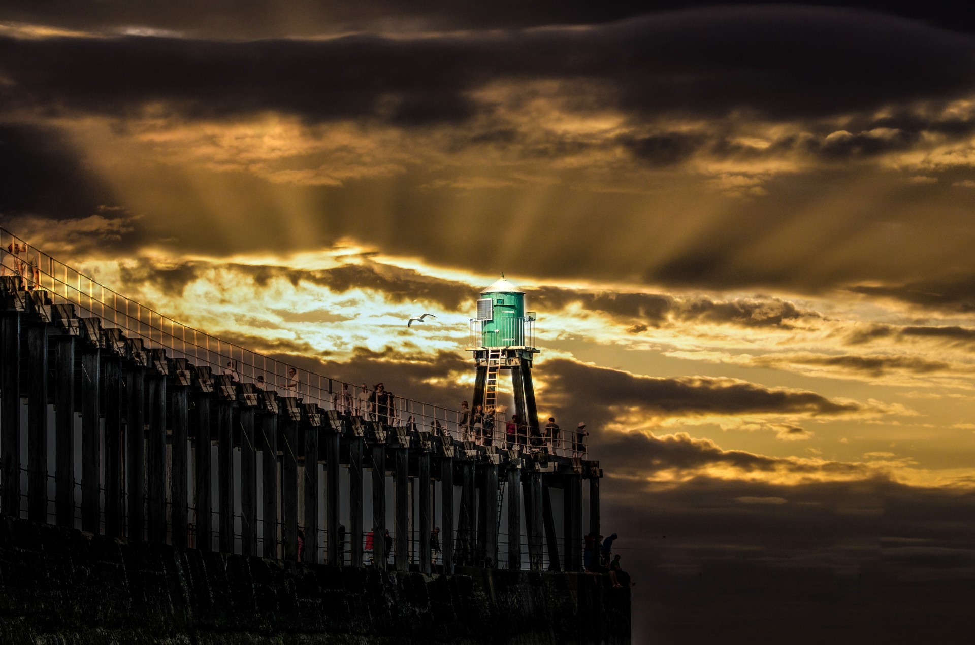 sunset pier sky free photo