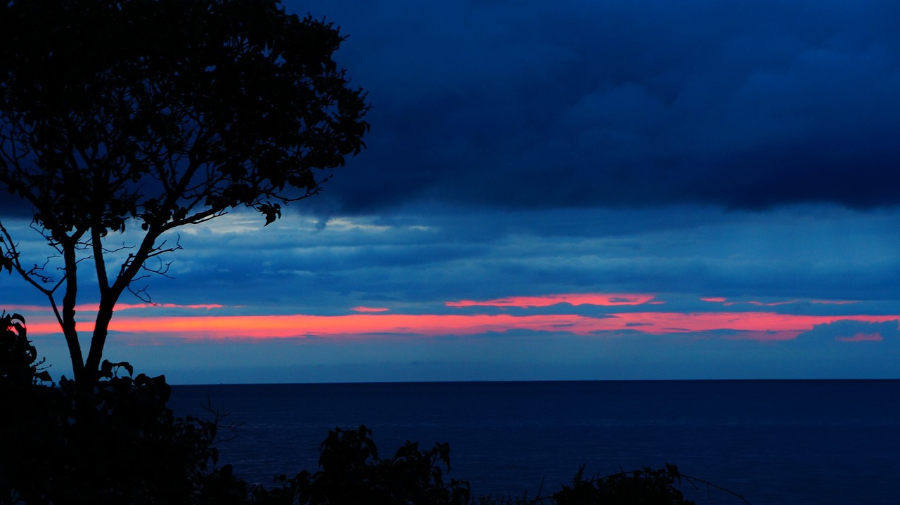 sunset ocean blue and pink clouds free photo