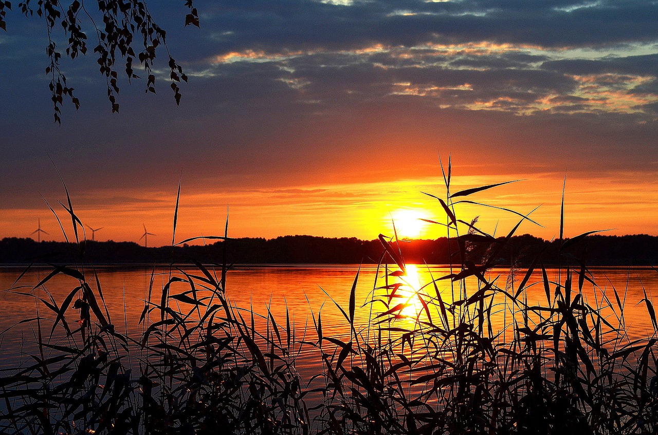 sunset lake abendstimmung free photo