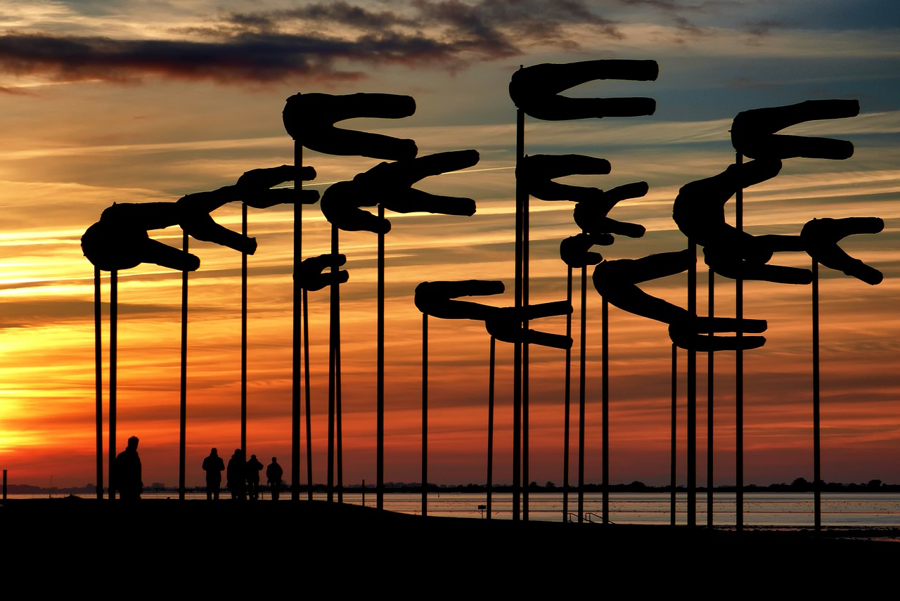 sunset wadden sea art free photo