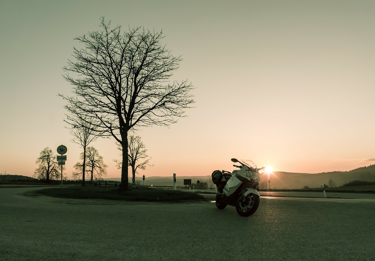sunset sunny motorcycle free photo