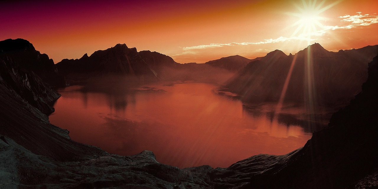 sunset lake mountain free photo