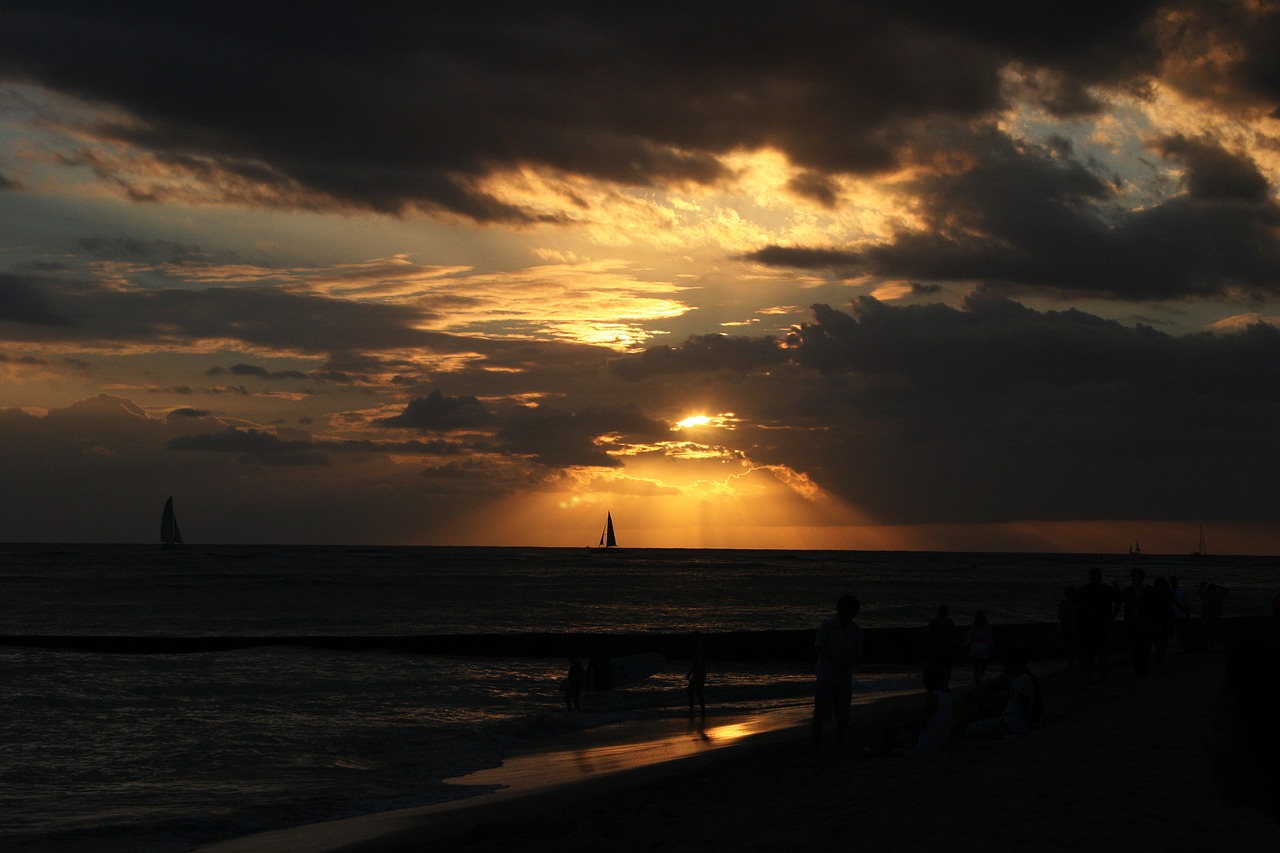 sunset hawaii ocean free photo