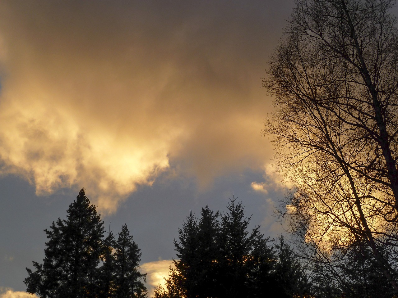 sunset winter thunderstorm free photo