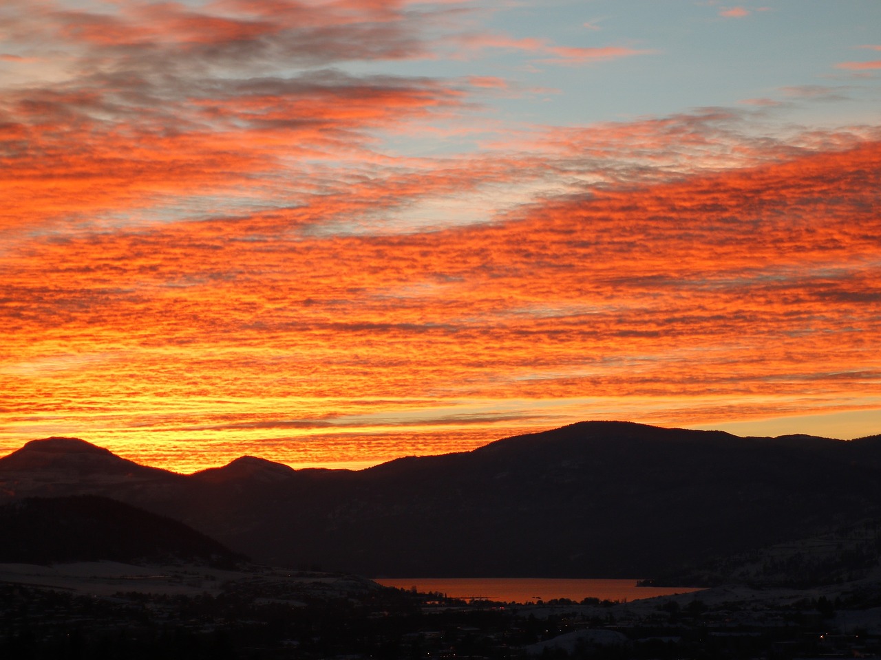 sunset lake mountains free photo