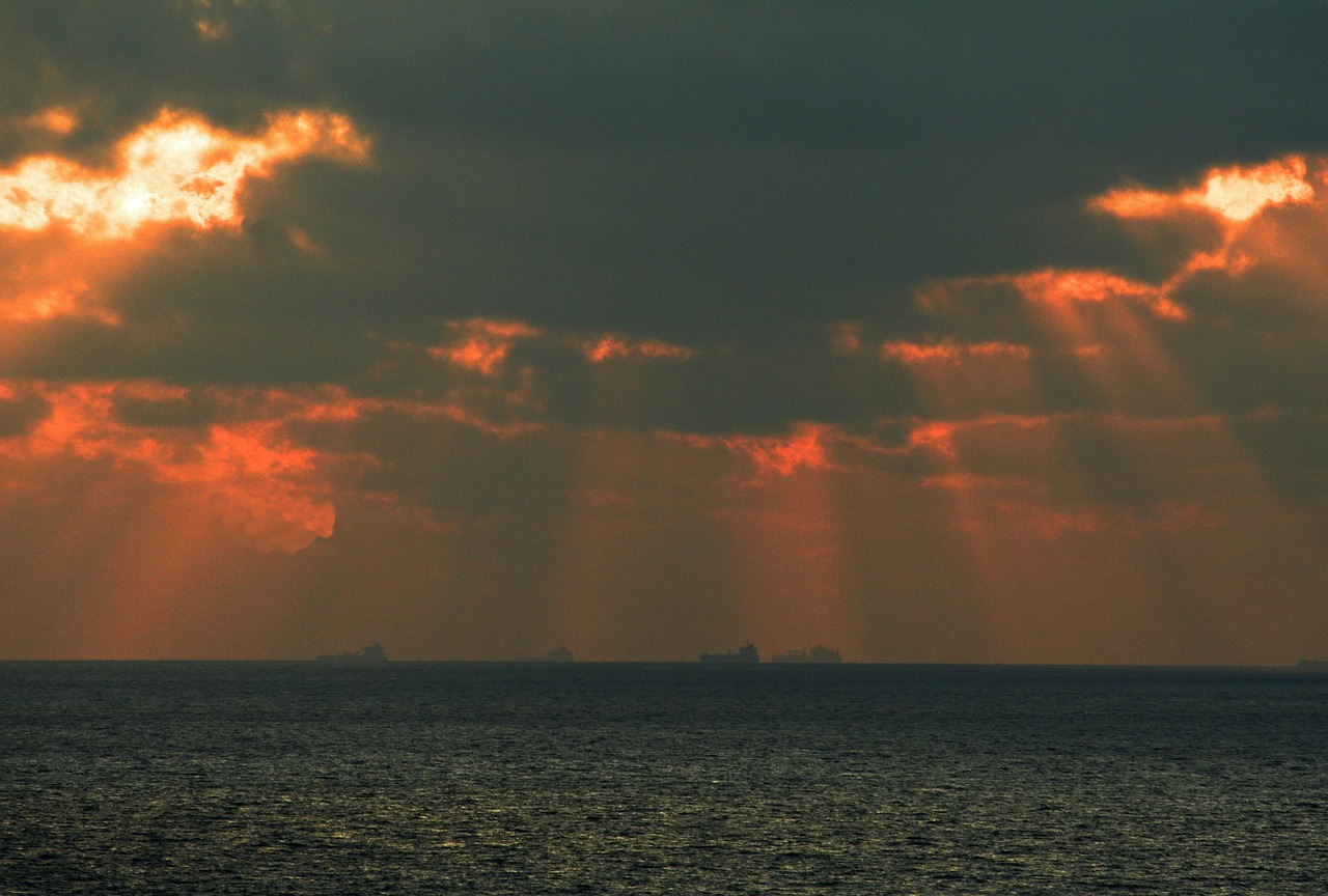 sunset sea clouds free photo