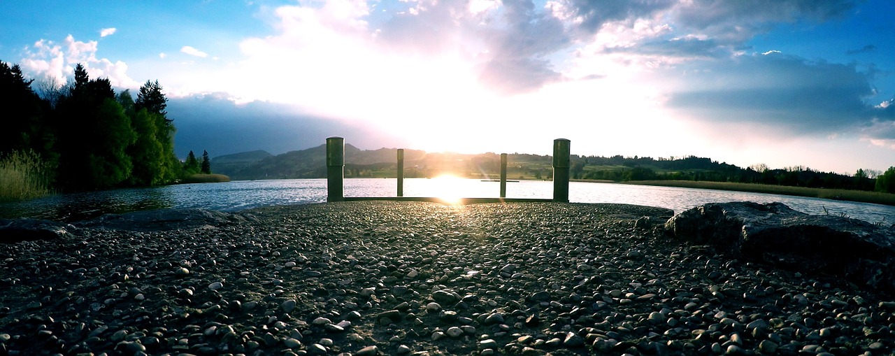 sunset lake swim free photo