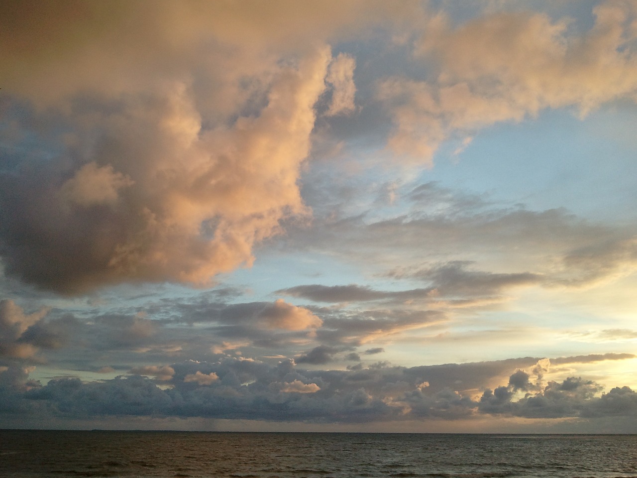 sunset sea clouds free photo