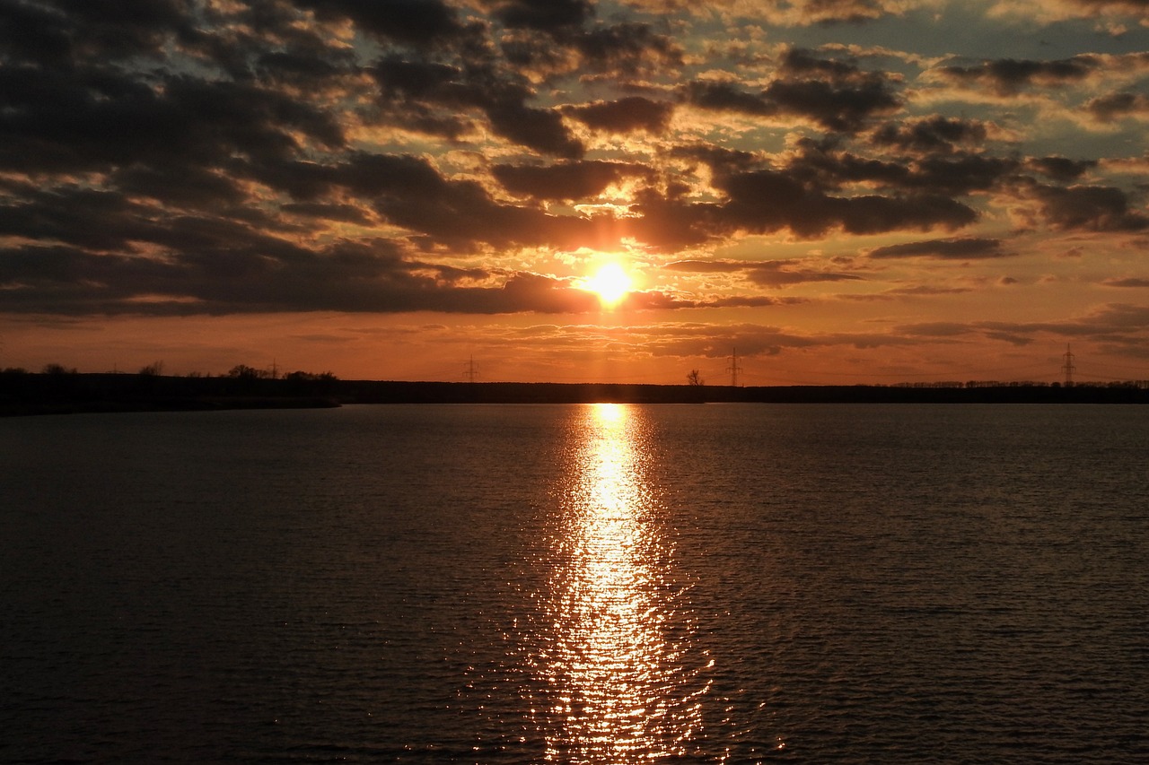 sunset clouds lake free photo