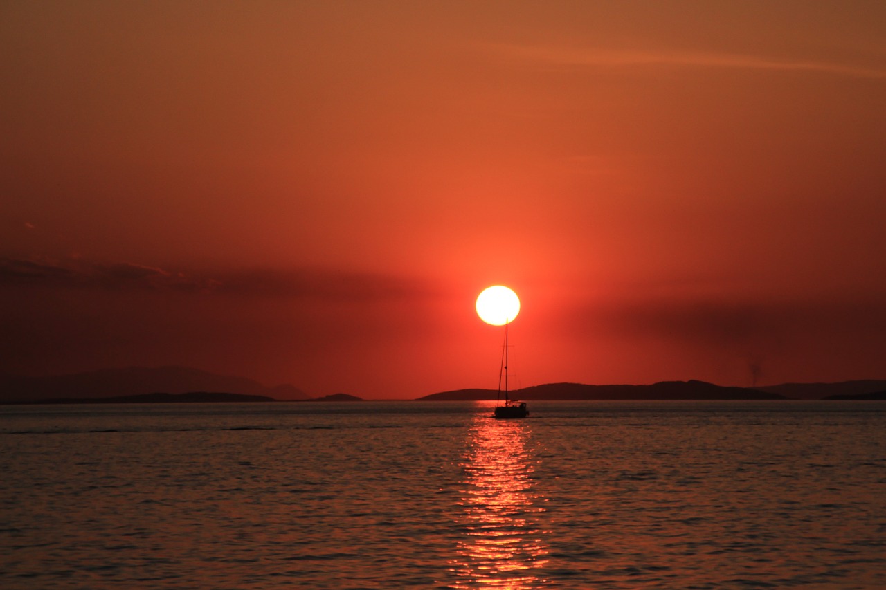 sunset sea romantic free photo