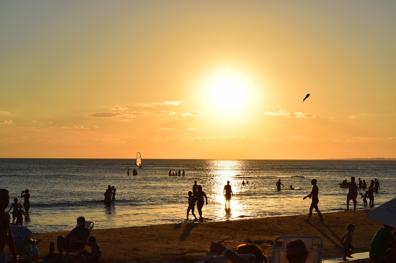 sunset red sun people free photo