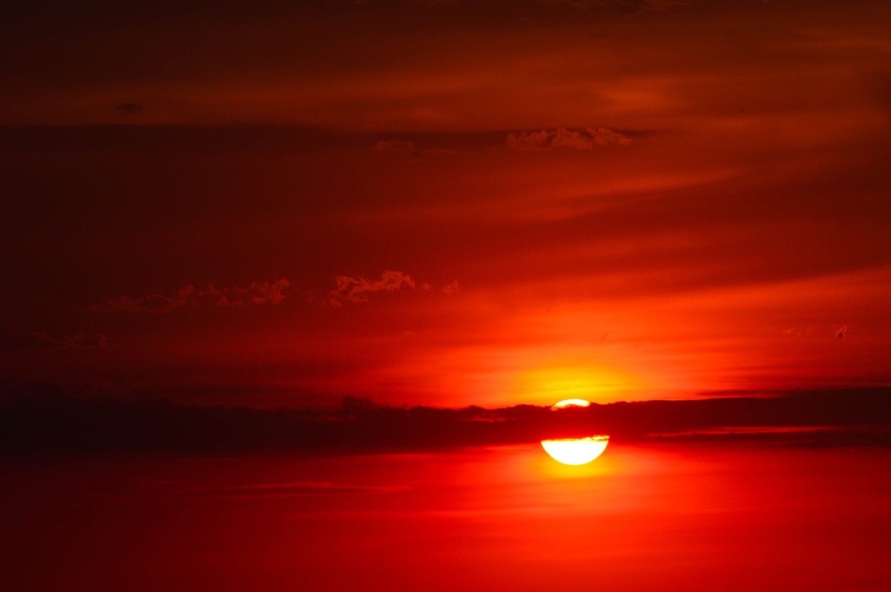 sunset deep red landscape free photo