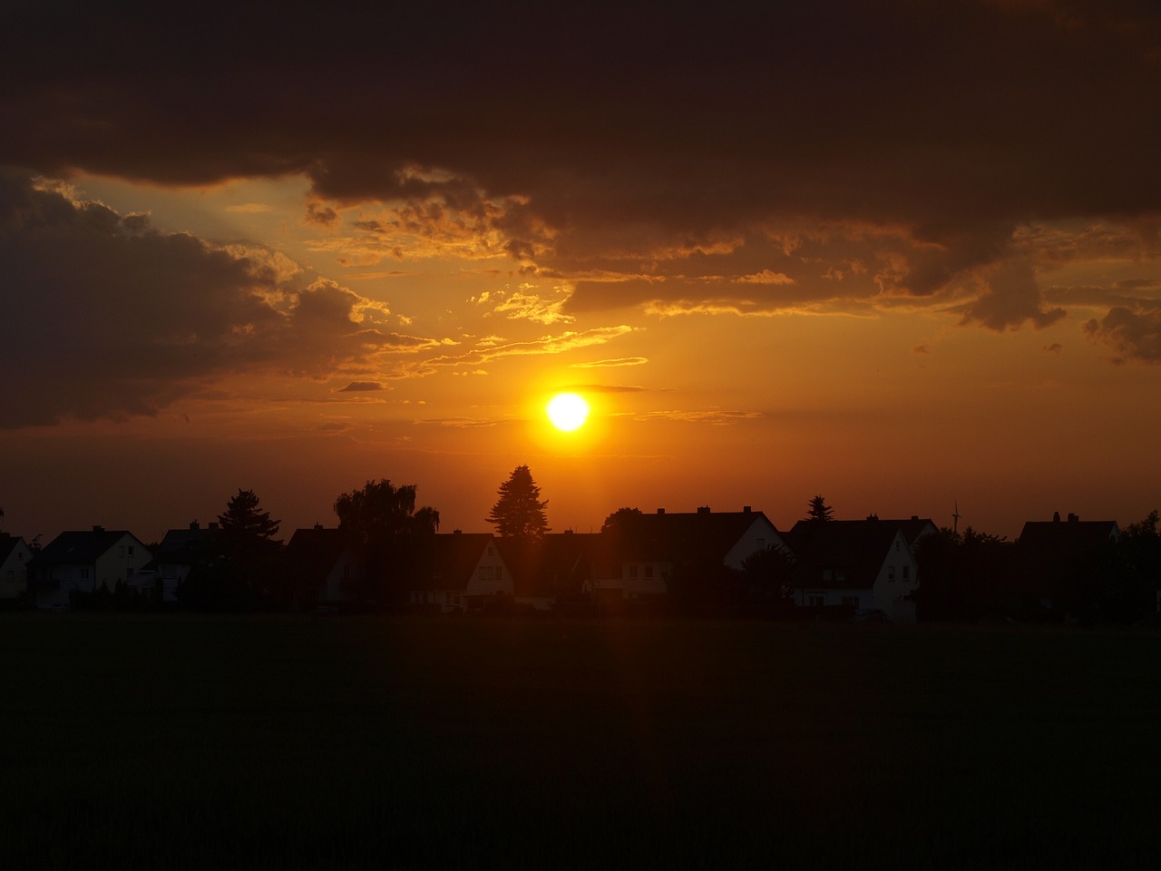 sunset lübbecke north rhine westphalia free photo