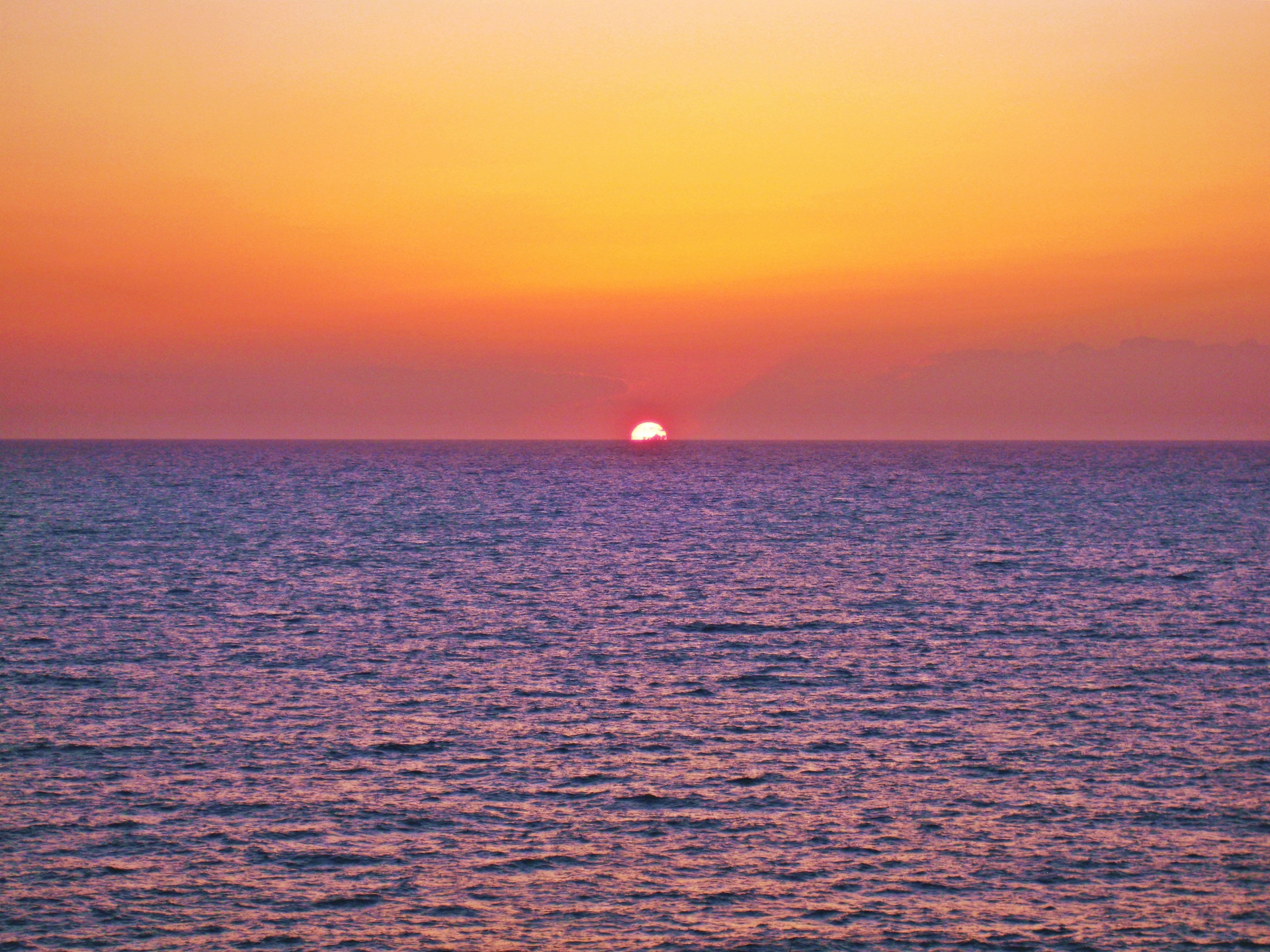 sunset orange sea free photo
