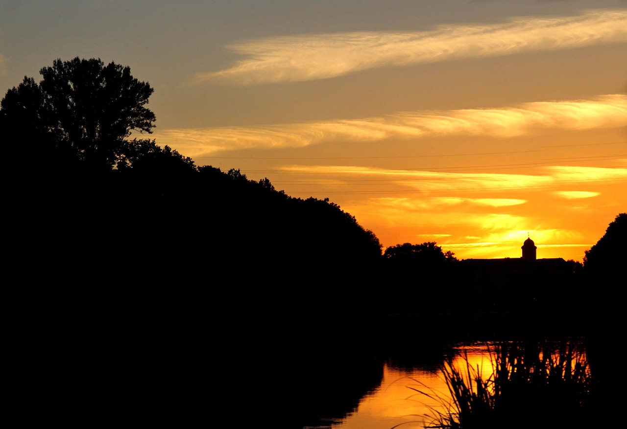 sunset castle river free photo