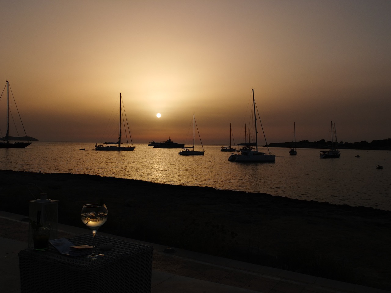 sunset port boats free photo