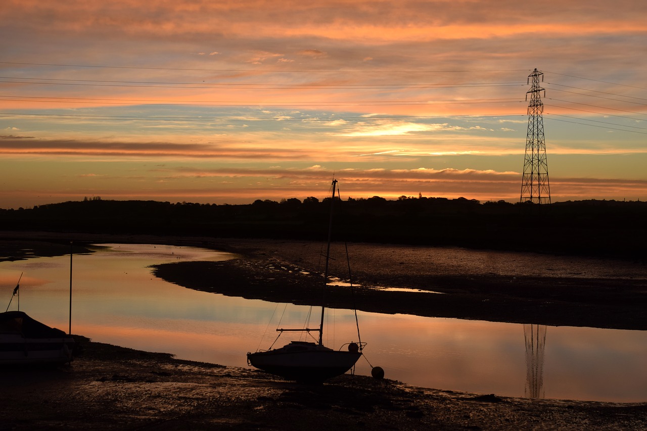 sunset boat water free photo