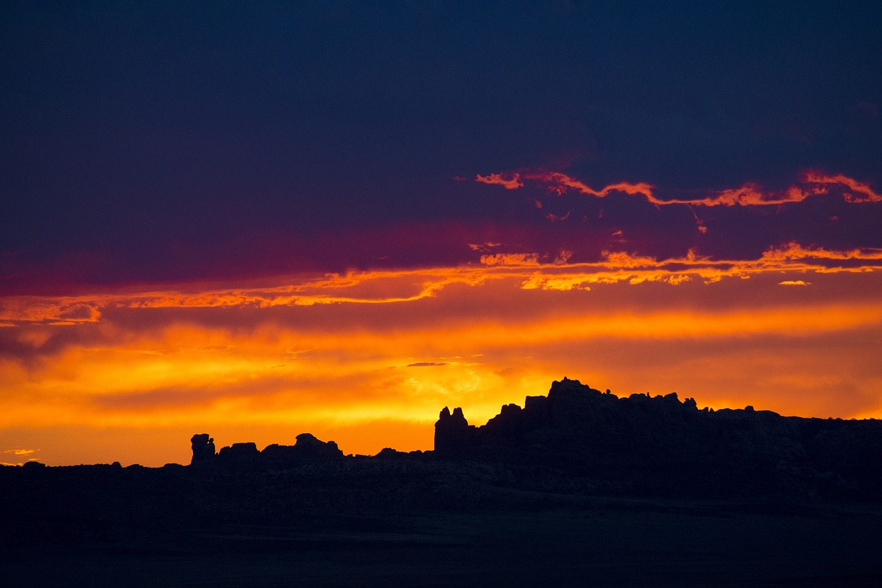 sunset silhouettes landscape free photo