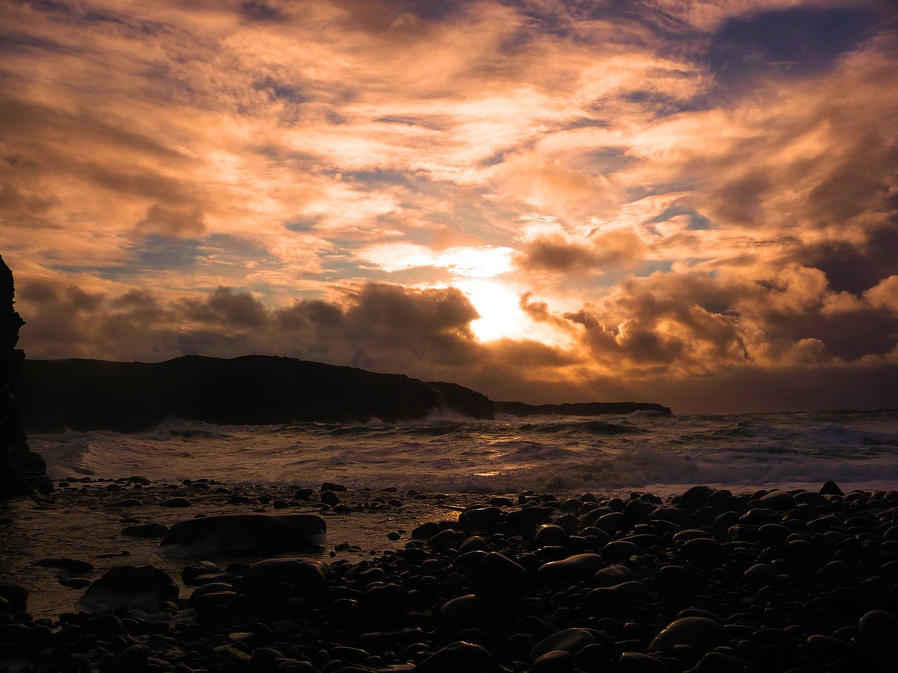 sunset beach ireland free photo