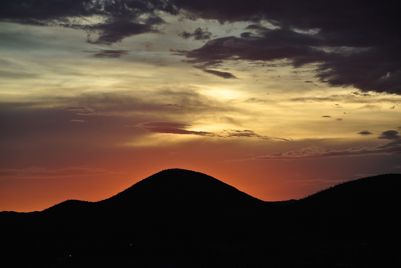 sunset mountains sky free photo