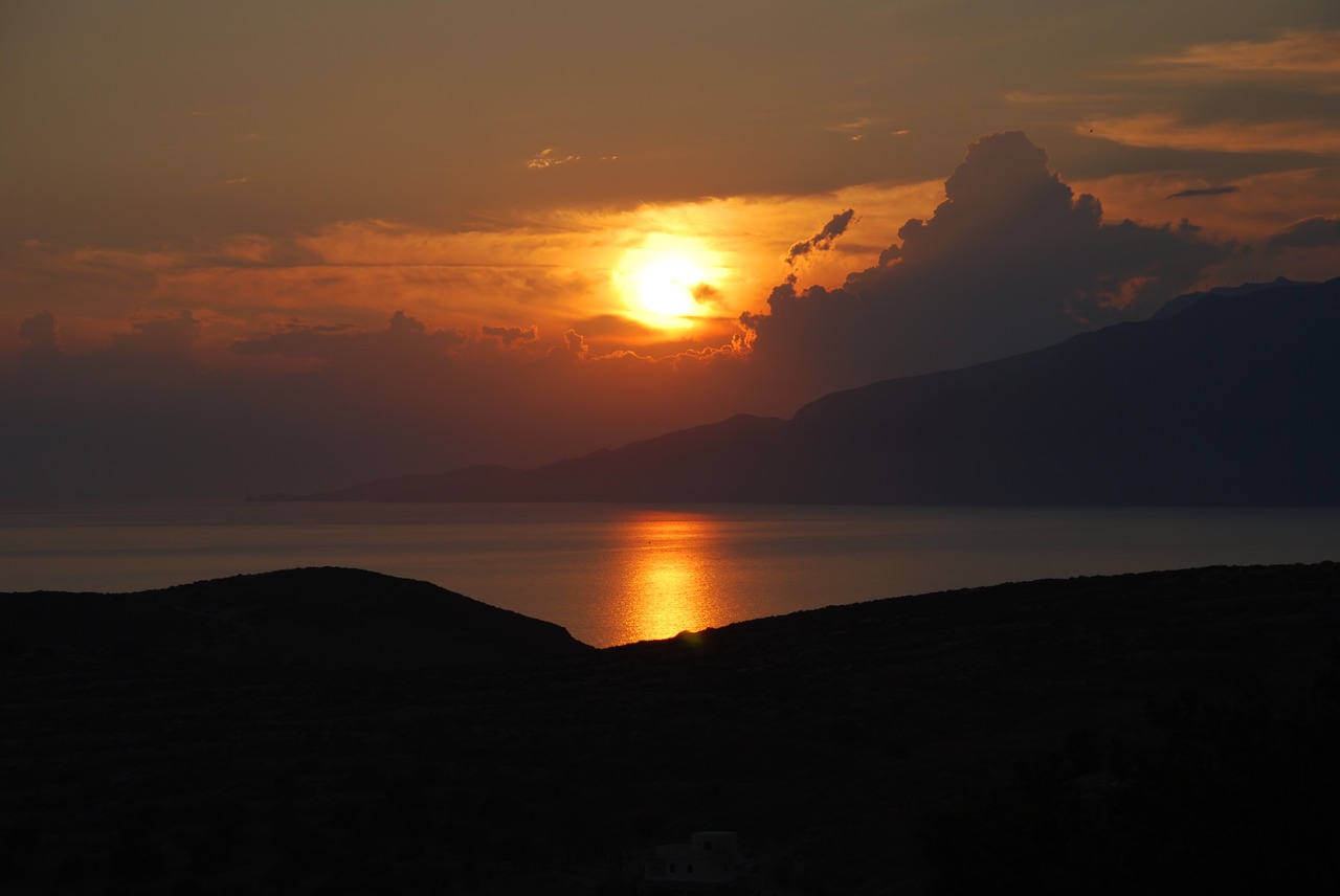 sunset clouds sea free photo