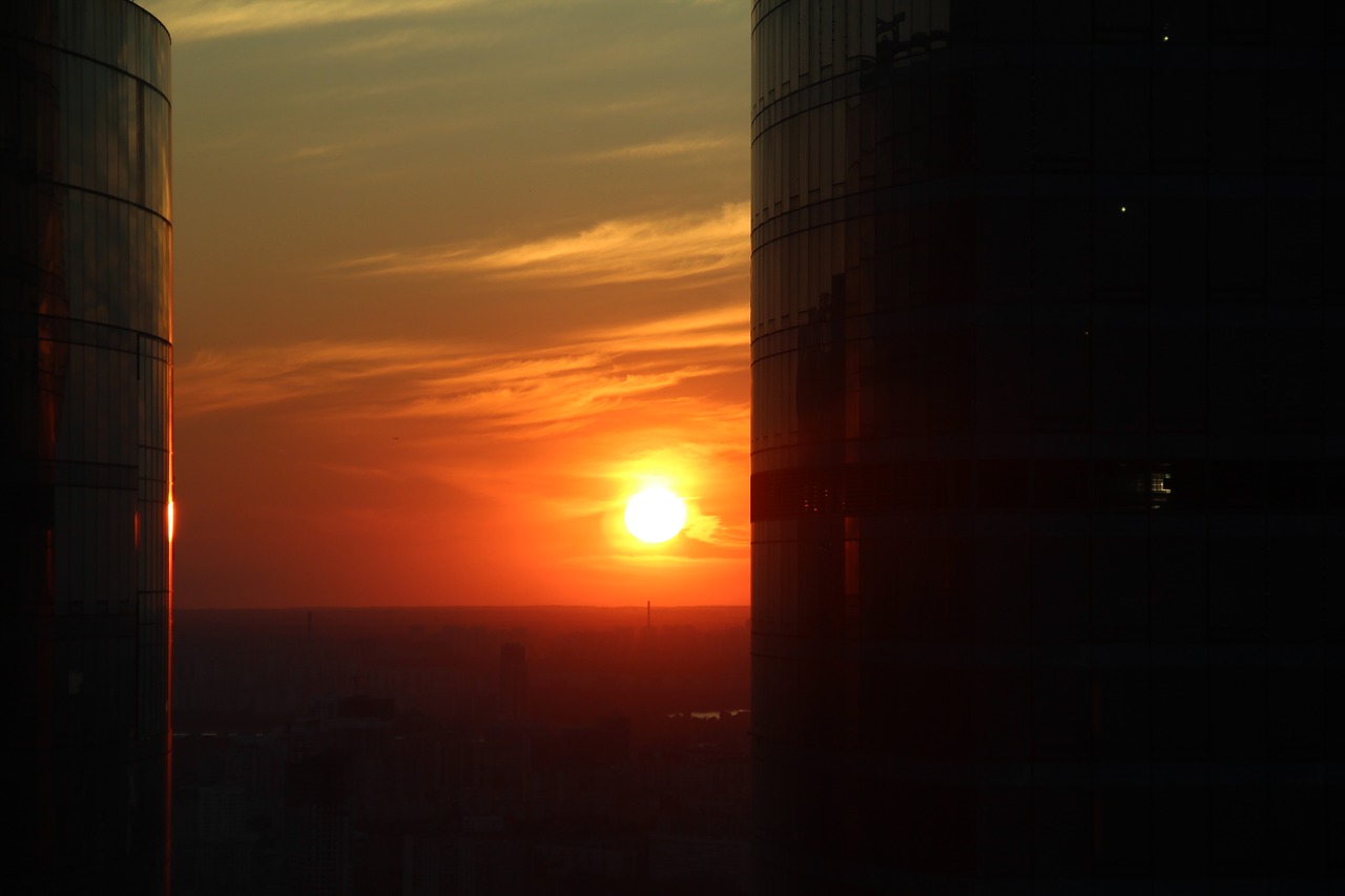 sunset moscow new city free photo
