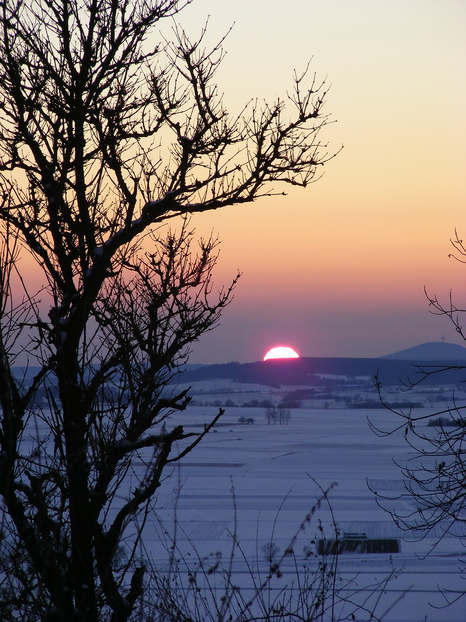 sunset winter landscape free photo