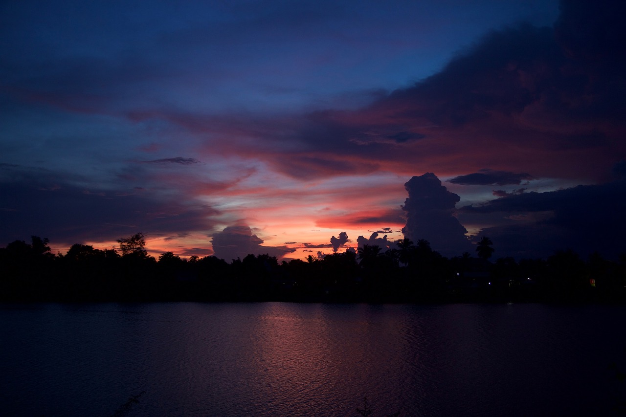 sunset laos the mekong river free photo
