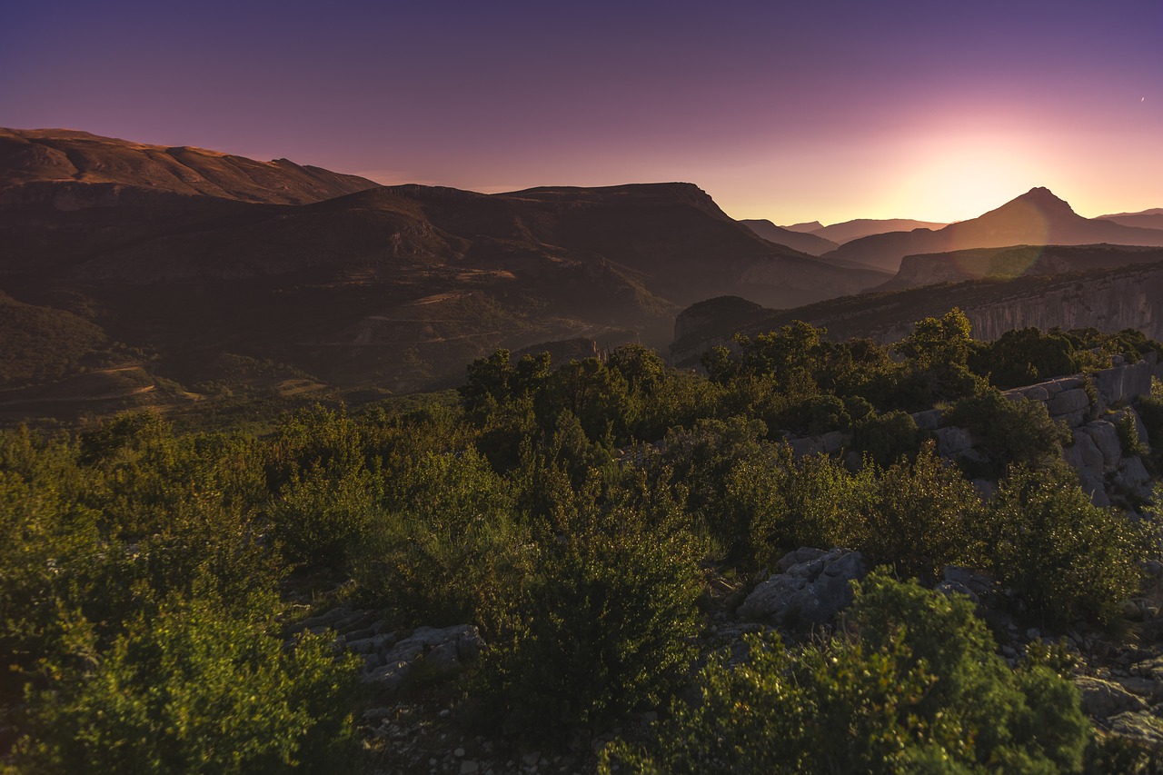 sunset verdon mountain free photo