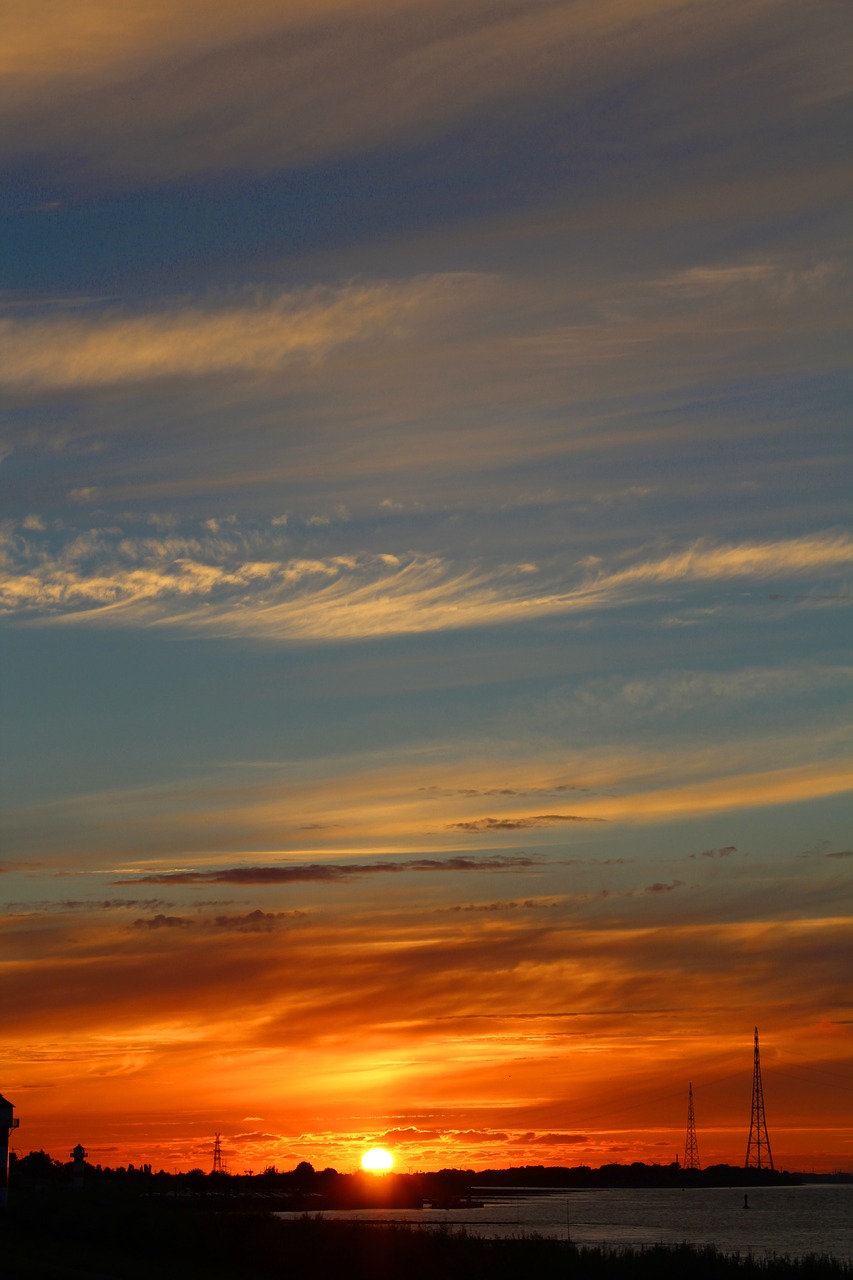 sunset sun elbe free photo