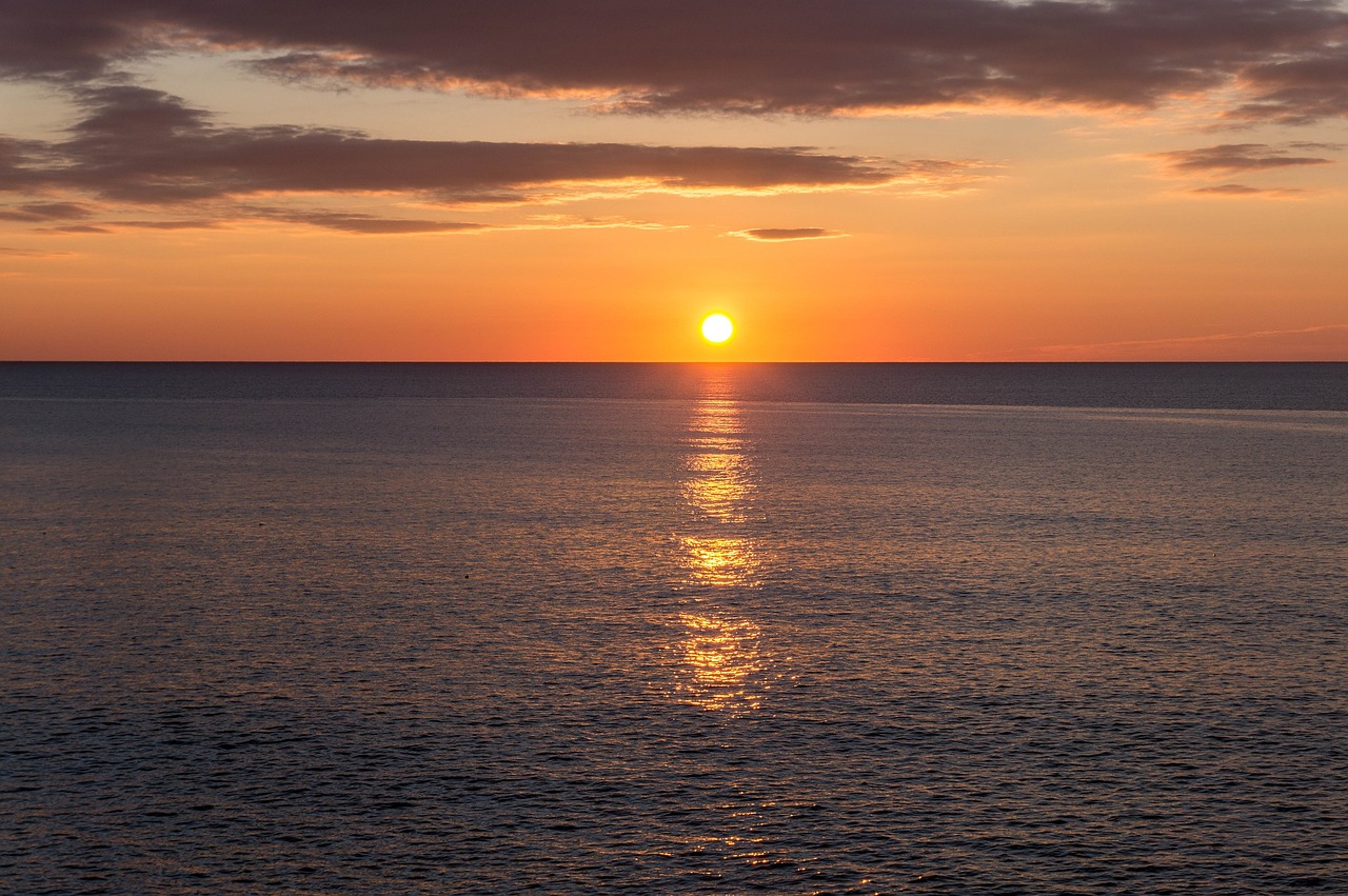 sunset ocean horizon free photo