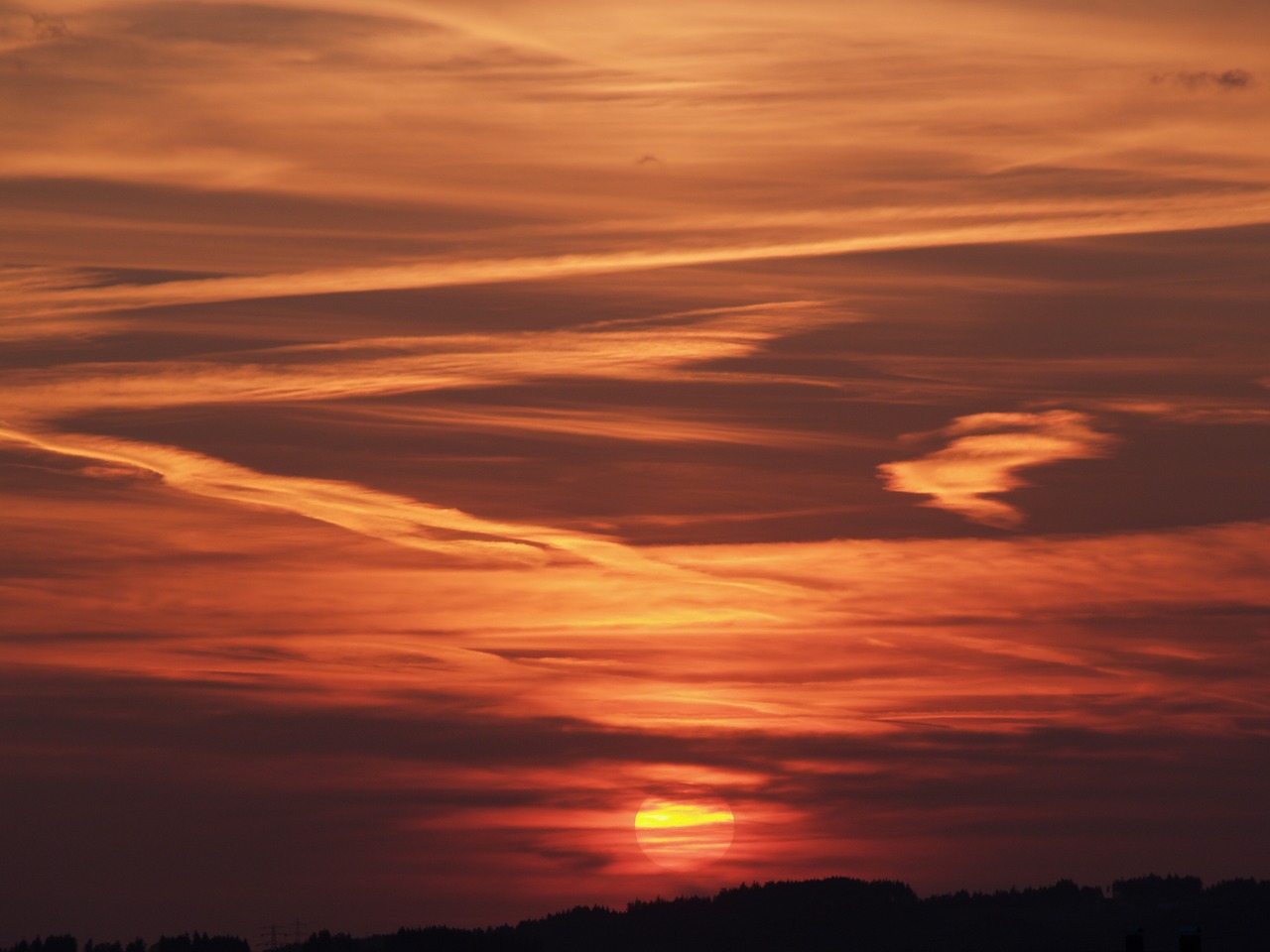 sunset contrail abendstimmung free photo