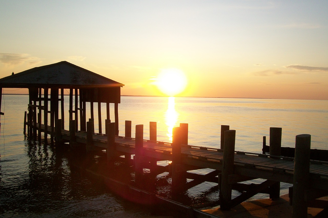 sunset dock virginia free photo
